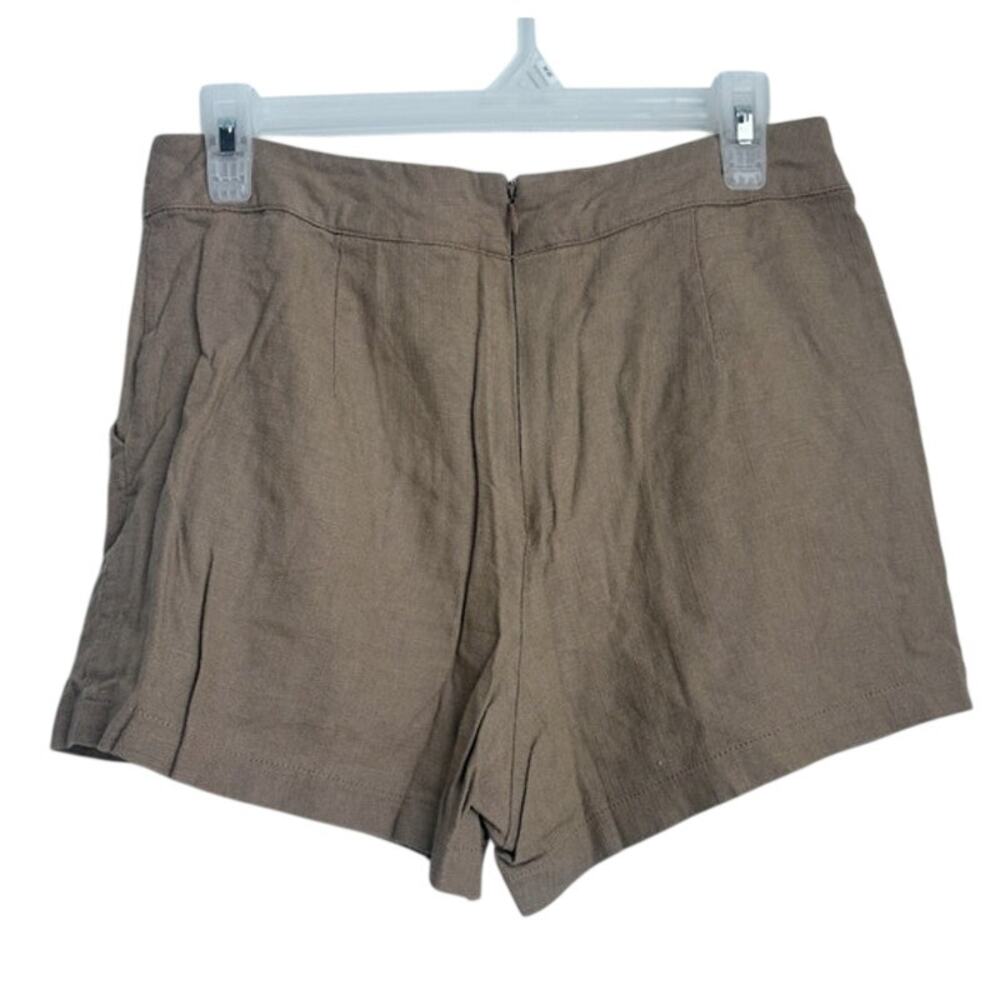 Womens Fall Light Brown Rayon/Linen Button Casual Shorts Size Medium - Picture 2 of 4